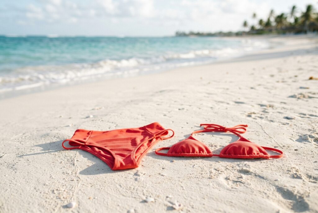 Maillot de bain taille haute tanga - illustration
